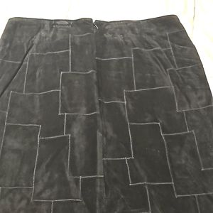 Patched Black Suede Skirt